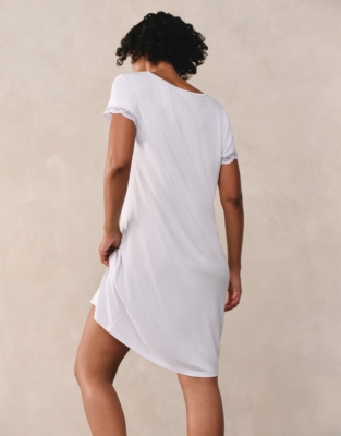 Jersey Scoop Neck Lace Trim Nightgown