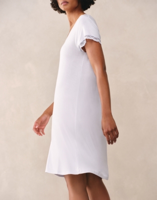 Jersey Scoop Neck Lace Trim Nightgown
