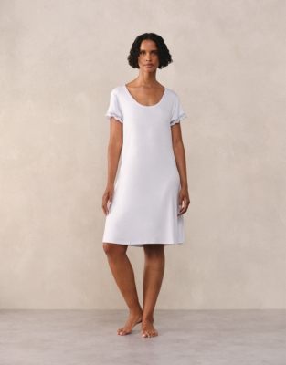 Jersey Scoop Neck Lace Trim Nightgown
