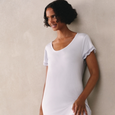 Jersey Scoop Neck Lace Trim Nightie
