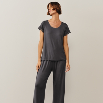 Jersey Scoop Neck Lace Trim Pyjama Set