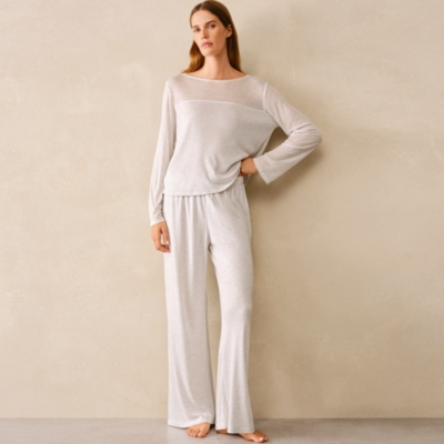 Jersey Sheer Panel Pyjama Set