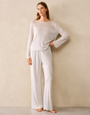 Jersey Sheer Panel Pyjama Set