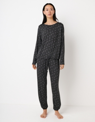 Jersey Shooting Star Tie Hem Pyjama Set