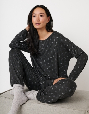 Jersey Shooting Star Tie Hem Pyjama Set