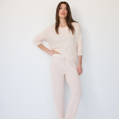 Jersey Side Stripe Tie Hem Pajama Set