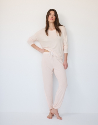 Jersey Side Stripe Tie Hem Pajama Set