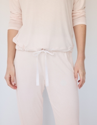 Jersey Side Stripe Tie Hem Pajama Set