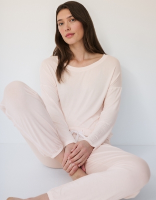 Jersey Side Stripe Tie Hem Pyjama Set