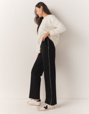 Wide leg outlet side stripe trousers