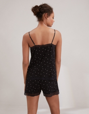 Jersey Spot & Lace Trim Pajama Set Pajamas The White Company US