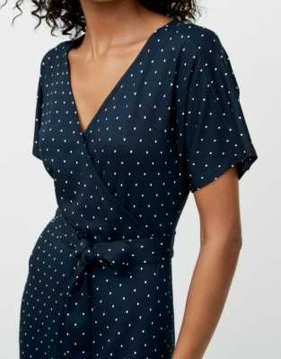 navy spot midi dress