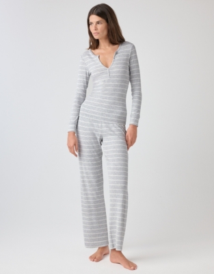 Jersey Stripe Henley Pajama Set