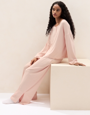 Jersey Super Soft Henley Pyjama Set - Petal Pink
