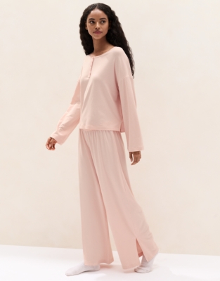 Jersey Super Soft Henley Pyjama Set - Petal Pink