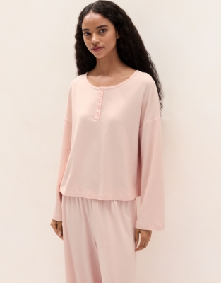 Jersey Super Soft Henley Pyjama Set - Petal Pink
