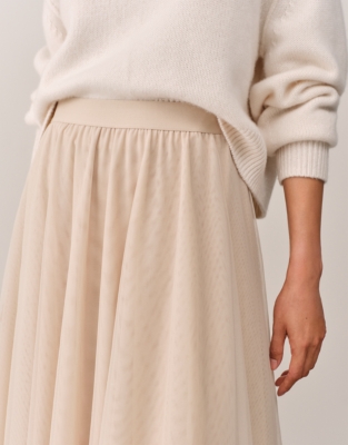 Jersey Tulle Midi Skirt - Caramel