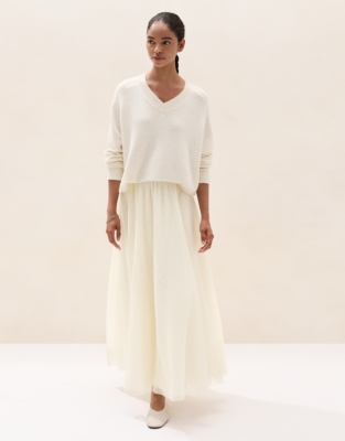 Jersey Tulle Midi Skirt - Scandi White