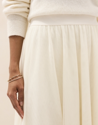 Jersey Tulle Midi Skirt - Scandi White