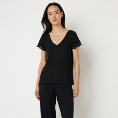 Jersey V-Neck Lace Pyjama Set