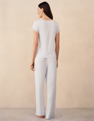 Jersey V-Neck Lace Trim Pyjama Set