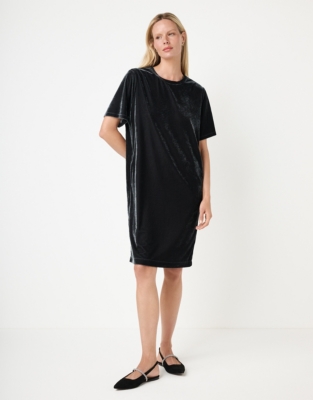 Black velvet t shirt dress on sale