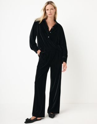 Jersey Velvet Wide Leg Trousers