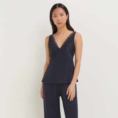Jersey Vintage Lace Trim Cami Pyjama Set