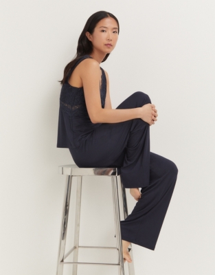 Jersey Vintage Lace Trim Cami Pyjama Set