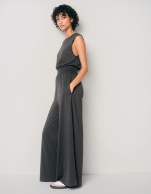 Jersey Waisted Wide Leg Jumpsuit