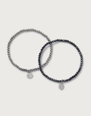 Jet Beaded Bracelets – Set of 2