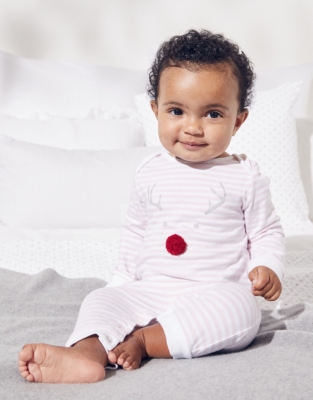 Jingles PomPom Sleepsuit Baby & Children's Sale The White Company UK