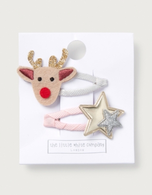 Jingles Reindeer & Star Hair Clips – Set of 2