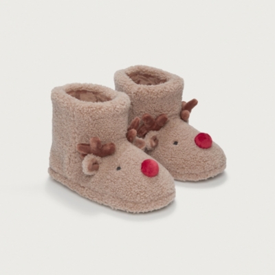 Jingles Reindeer Borg Slipper Boots