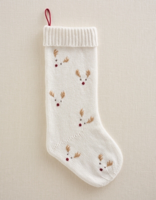 Jingles Reindeer Embroidered Knitted Stocking