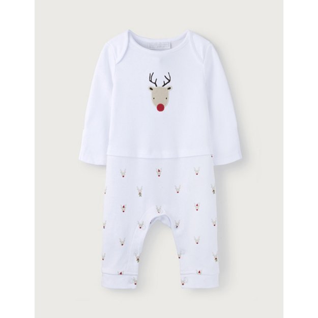Jingles Reindeer Mock-Top Sleepsuit | Baby Clothing | The  White Company