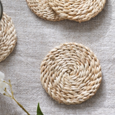 Jute Woven Coasters Set of 4 Table Linen & Accessories The White
