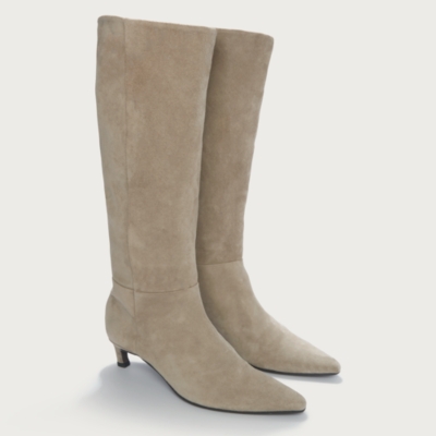 Kitten Heel Suede Knee High Boots