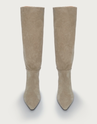 Kitten Heel Suede Knee High Boots