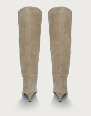 Kitten Heel Suede Knee High Boots