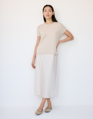Knit & Washed Satin Dress