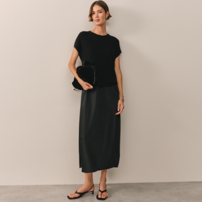 Knit & Washed Satin Dress