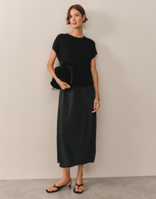 Knit & Washed Satin Dress