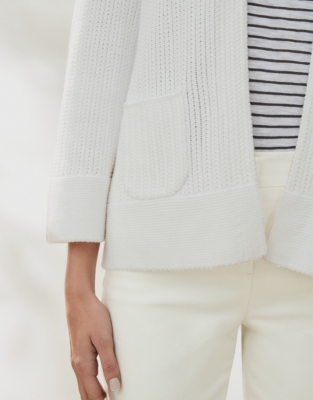 white cotton knit jacket