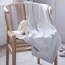 Knitted Grey Star Blanket