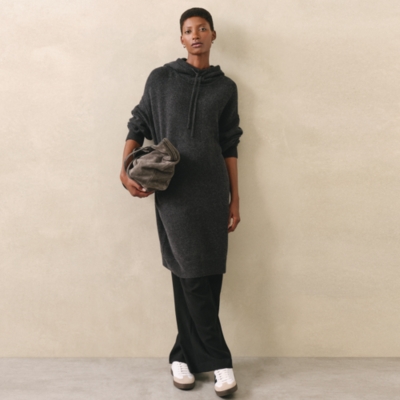 Knitted Hooded Dress with Cashmere