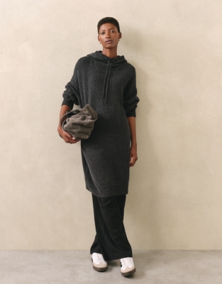 Knitted Hooded Dress with Cashmere