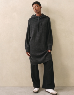 Knitted Hooded Dress with Cashmere