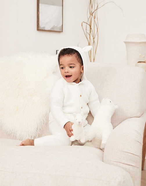Knitted Jacket with Lamb Ears | Newborn & Unisex | The White Company UK