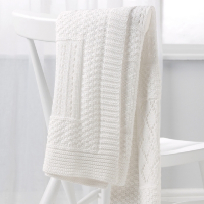 Knitted Patchwork Baby Blanket Baby Blankets The White Company UK